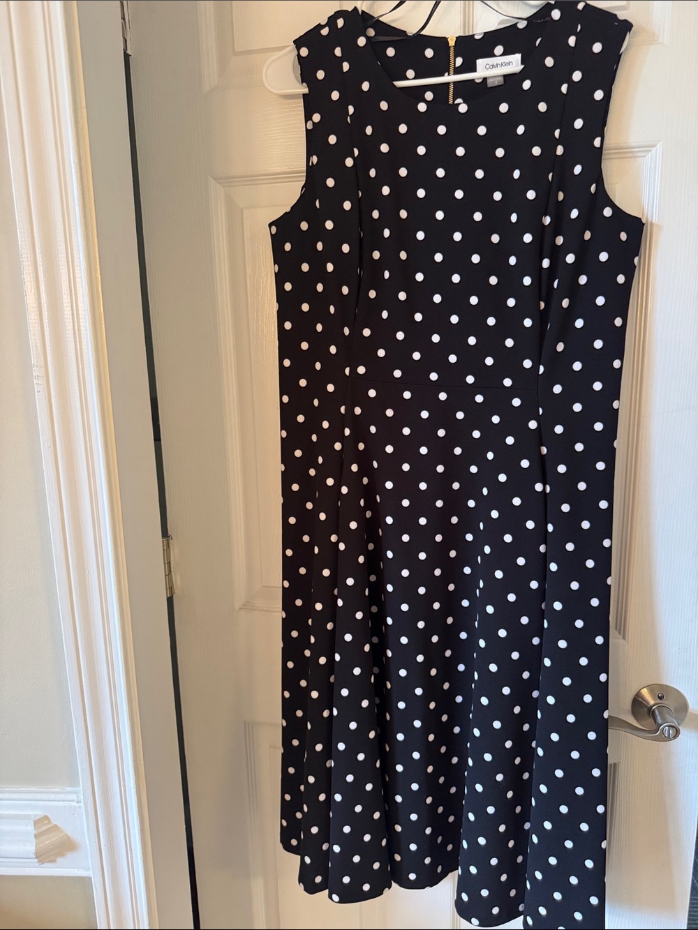 Calvin Klein Black and White Polka Dot Sleeveless Dress